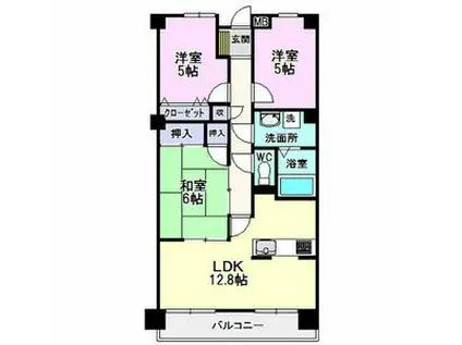 桃山ガーデンヒルズ(3LDK/3階)の間取り写真
