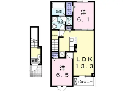 ディアコート桜IV(2LDK/2階)の間取り写真