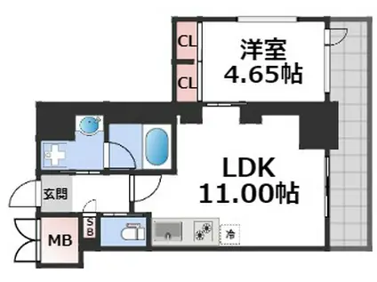 プレジオ恵美須(1LDK/2階)の間取り写真