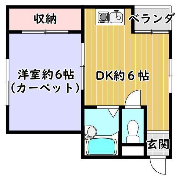 巣本ハイツ(1DK/2階)の間取り写真