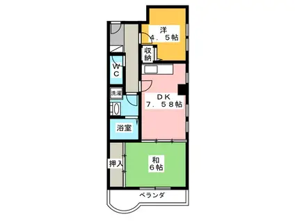 MOMO12千葉中央(2DK/9階)の間取り写真