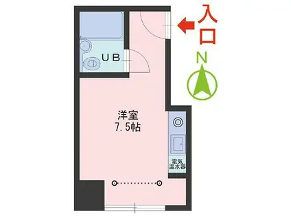 エレガンテ大手(ワンルーム/4階)の間取り写真