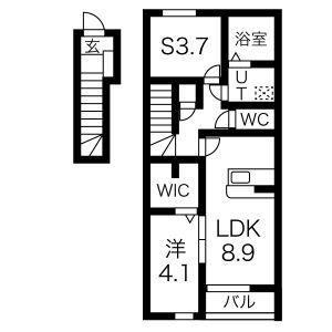K.COURT(1SLDK/2階)の間取り写真