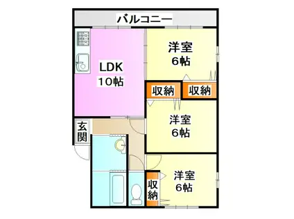 飯塚市有安(3LDK/1階)の間取り写真