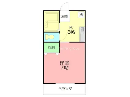 緑園ヒルズ(1K/2階)の間取り写真