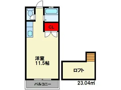 シティベール目尾(ワンルーム/2階)の間取り写真