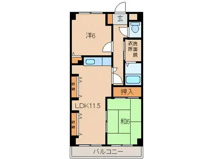 ブルーミングシャトー(2LDK/2階)の間取り写真