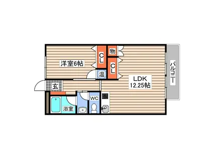 ライオンズマンション広島(1LDK/4階)の間取り写真