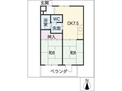 ワカヤマビル(2DK/4階)の間取り写真