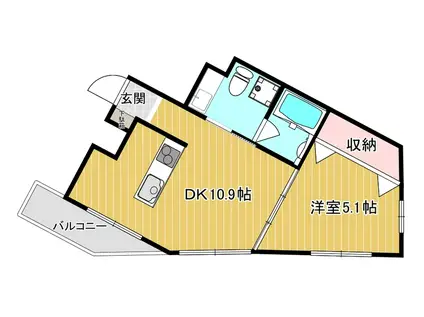 戸山ドミール(1DK/1階)の間取り写真