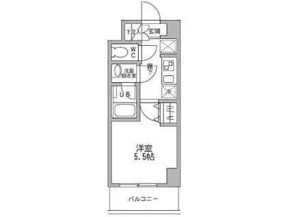 パークフラッツ横濱平沼橋(1K/8階)の間取り写真
