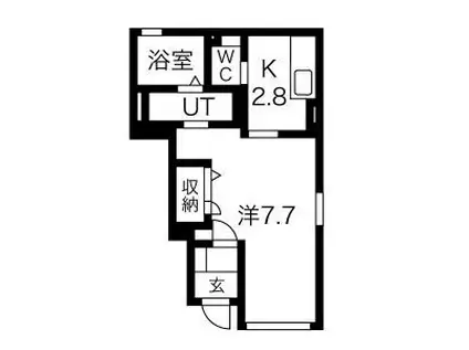 ＪＲ関西本線 王寺駅 徒歩5分 2階建 築2年(1K/1階)の間取り写真