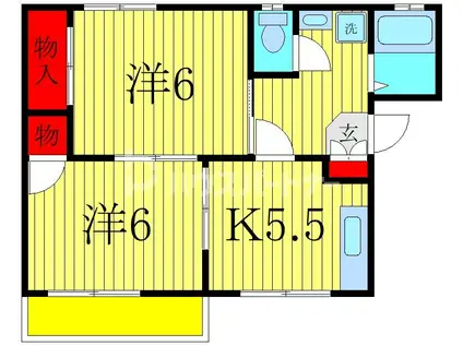 ハイツ松本(2K/1階)の間取り写真