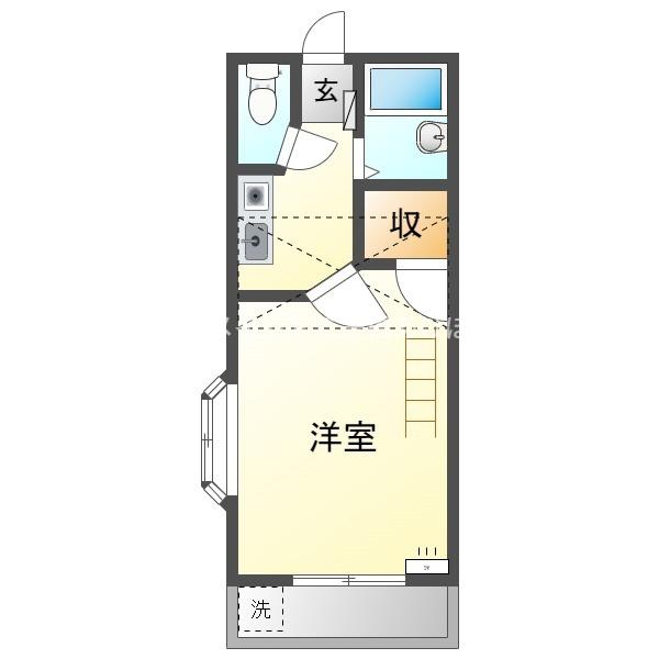 セザンヌ内張(1K/2階)の間取り写真