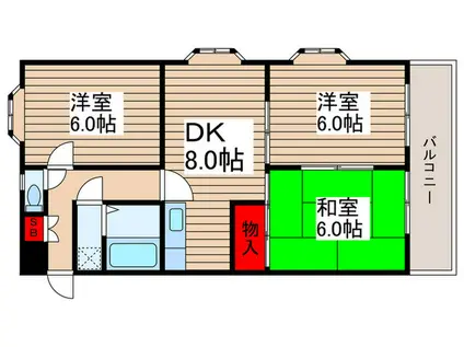武蔵野レジデンス(3DK/3階)の間取り写真