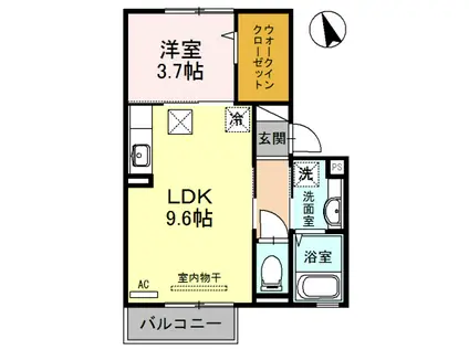 D-ROOM毛見(1LDK/1階)の間取り写真