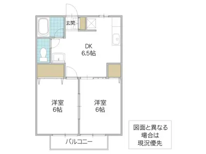 栗山ハイツ(2DK/1階)の間取り写真