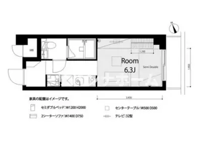 モナークマンション柿の木坂(ワンルーム/1階)の間取り写真