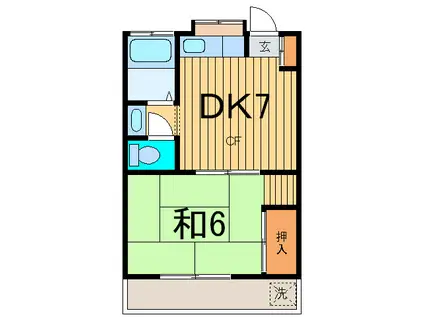 小田急線 喜多見駅 徒歩19分 2階建 築40年(1DK/1階)の間取り写真