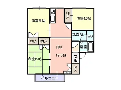 セジュール・レヴァンB(3LDK/2階)の間取り写真