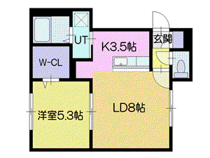 EL・MISTI(1LDK/1階)の間取り写真