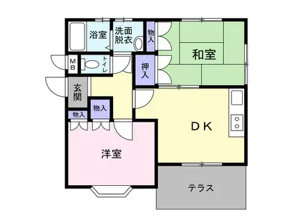 ヒューマンコート魚橋(2DK/2階)の間取り写真