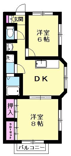 エターナル七本木(2DK/3階)の間取り写真