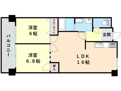グリーンハイツ足立(2LDK/4階)の間取り写真