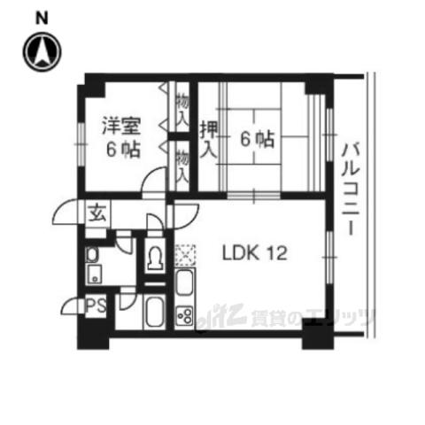 グランドール桂川畔(2LDK/3階)の間取り写真