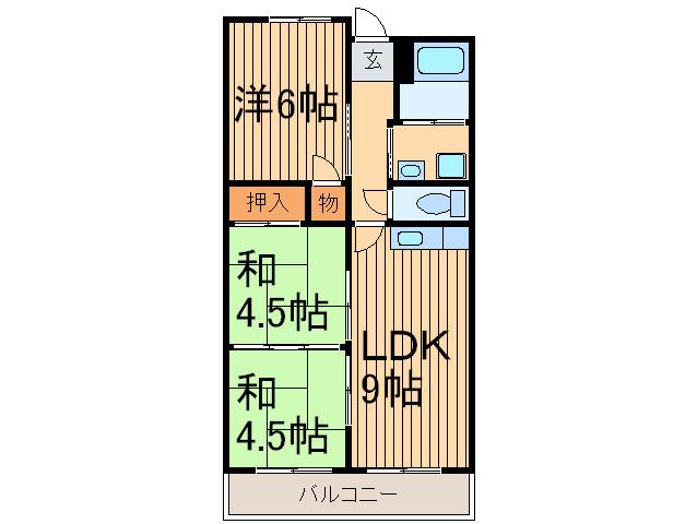 グリーンハイツ松本(3LDK/5階)の間取り写真