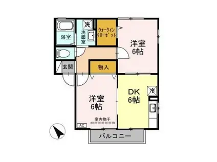 リヴィエールTOKI A・B(2DK/2階)の間取り写真