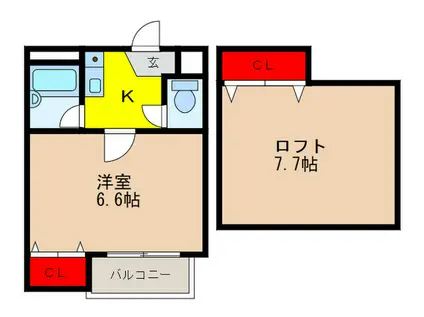 ペルソナⅠ(1K/4階)の間取り写真