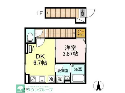 コージーコートSHIN(1DK/2階)の間取り写真