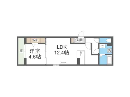 LIBERTY CITY TAKAMIYA(1LDK/1階)の間取り写真