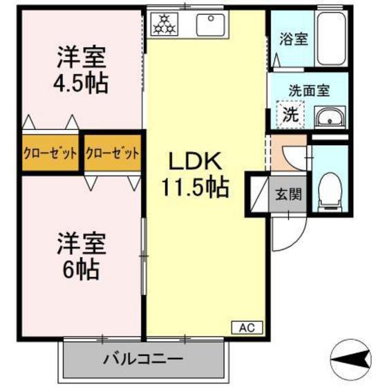 モン・セジュール(2LDK/1階)の間取り写真