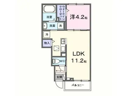 ラウレア I(1LDK/1階)の間取り写真