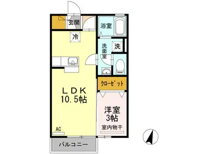 T・コート(1LDK/2階)の間取り写真