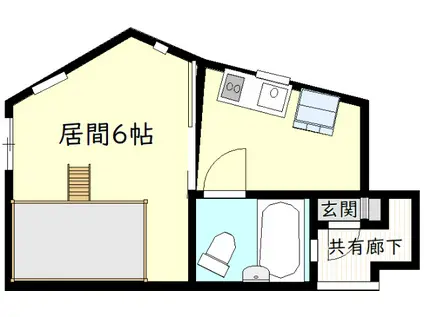 キャスルホワイト(1K/2階)の間取り写真