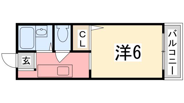 リヴェール田寺(ワンルーム/1階)の間取り写真