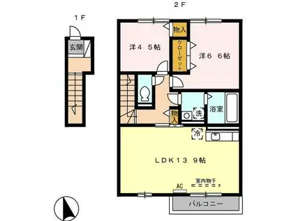 プレジオ(2LDK/2階)の間取り写真