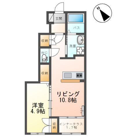 ベルディウム(1LDK/1階)の間取り写真