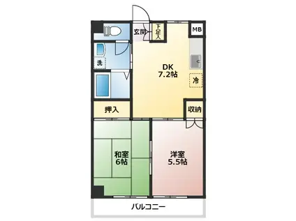 浅野コーポ(2DK/3階)の間取り写真