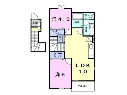 キャピタル広瀬 II(2LDK/2階)の間取り写真