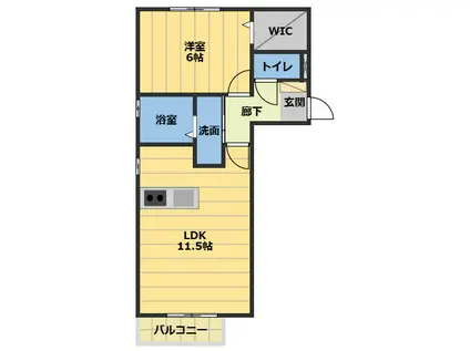 ジークレフ(1LDK/1階)の間取り写真