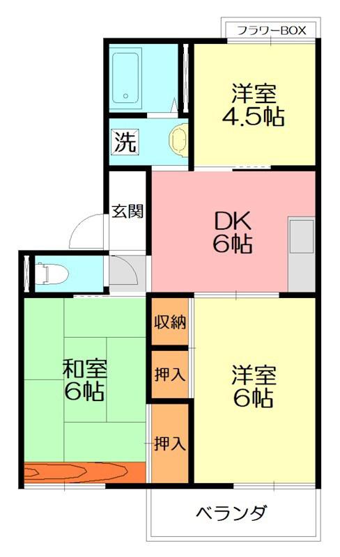 ハイツコスモスII(3DK/2階)の間取り写真