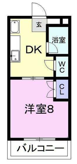 エレガントライフI(1DK/3階)の間取り写真