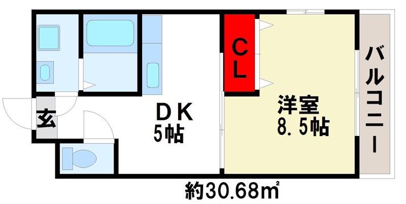 エスポアール(1DK/4階)の間取り写真
