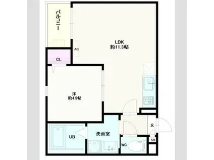 JACK URASATOI(1LDK/3階)の間取り写真