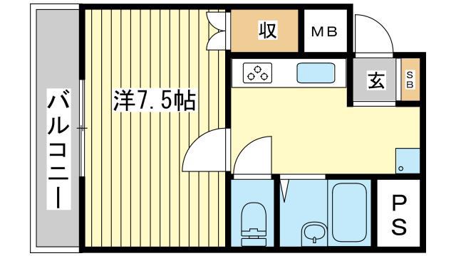ルークレジデンス姫路III(1K/3階)の間取り写真