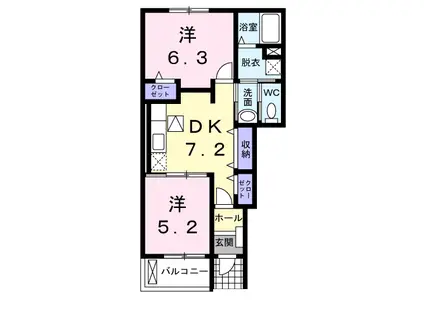 旭市ロ 旭 2DK(2DK/1階)の間取り写真